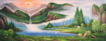 landscape Painting - Chinese Mountains Bob Ross Landscape
